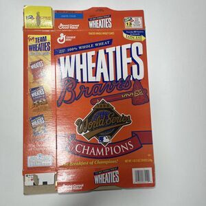 Wheaties 1995 World Champions Atlanta Braves Cereal Box
